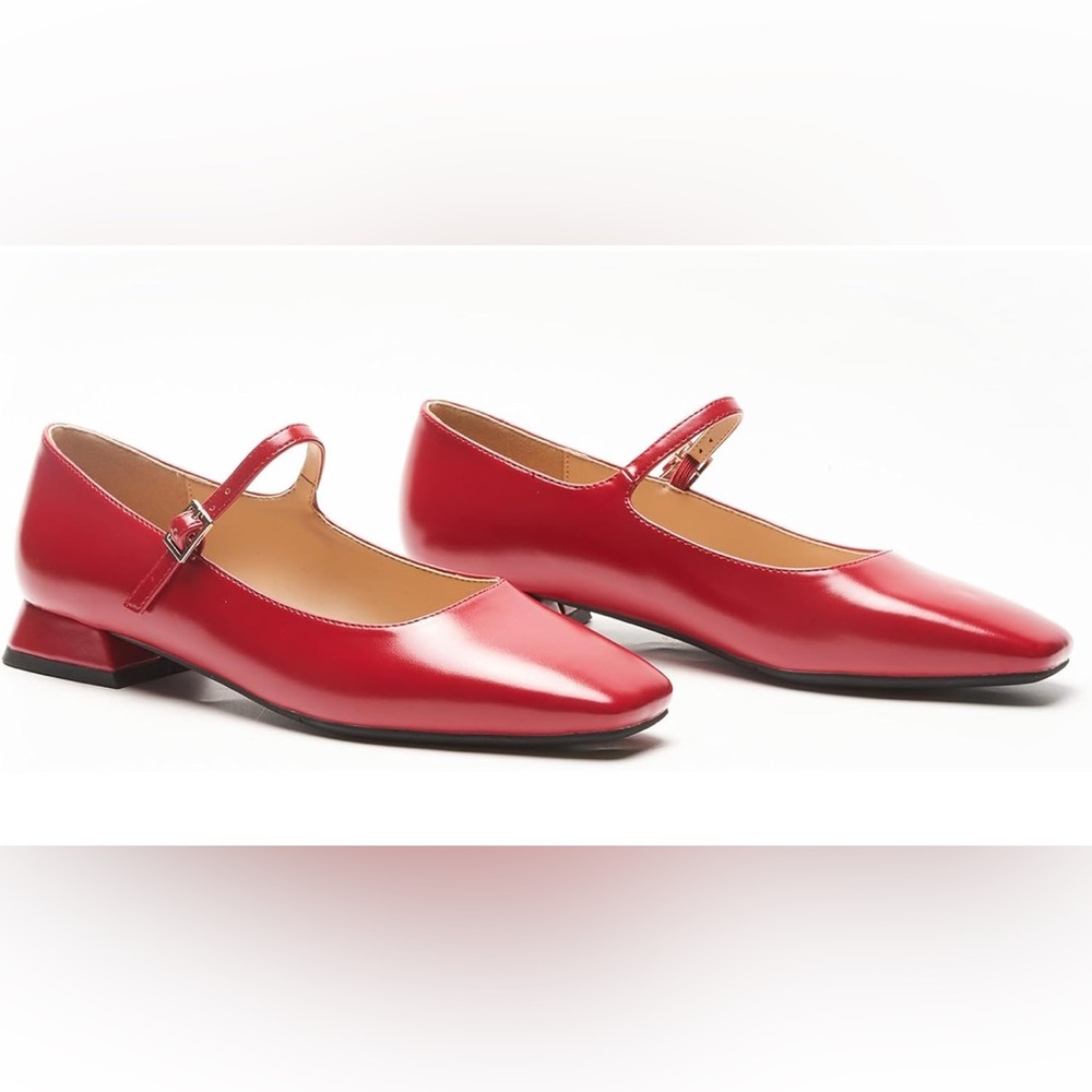 C.Paravano Flats Mary Jane Shoes Leather Dress Shoes with Adjustable Strap
